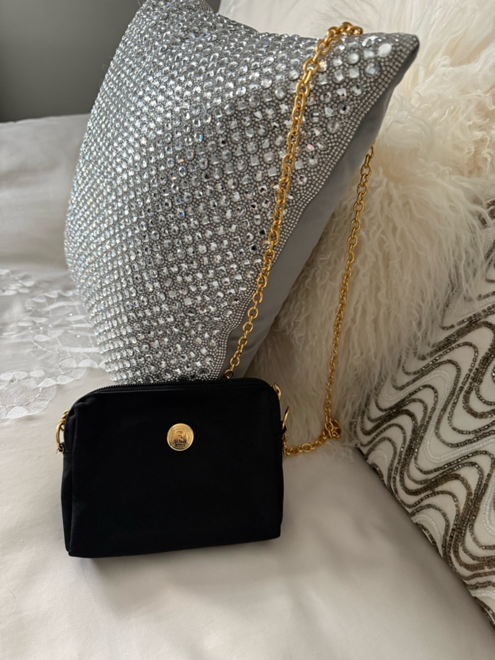 Fendi Black Crossbody with Gold Chain Strap